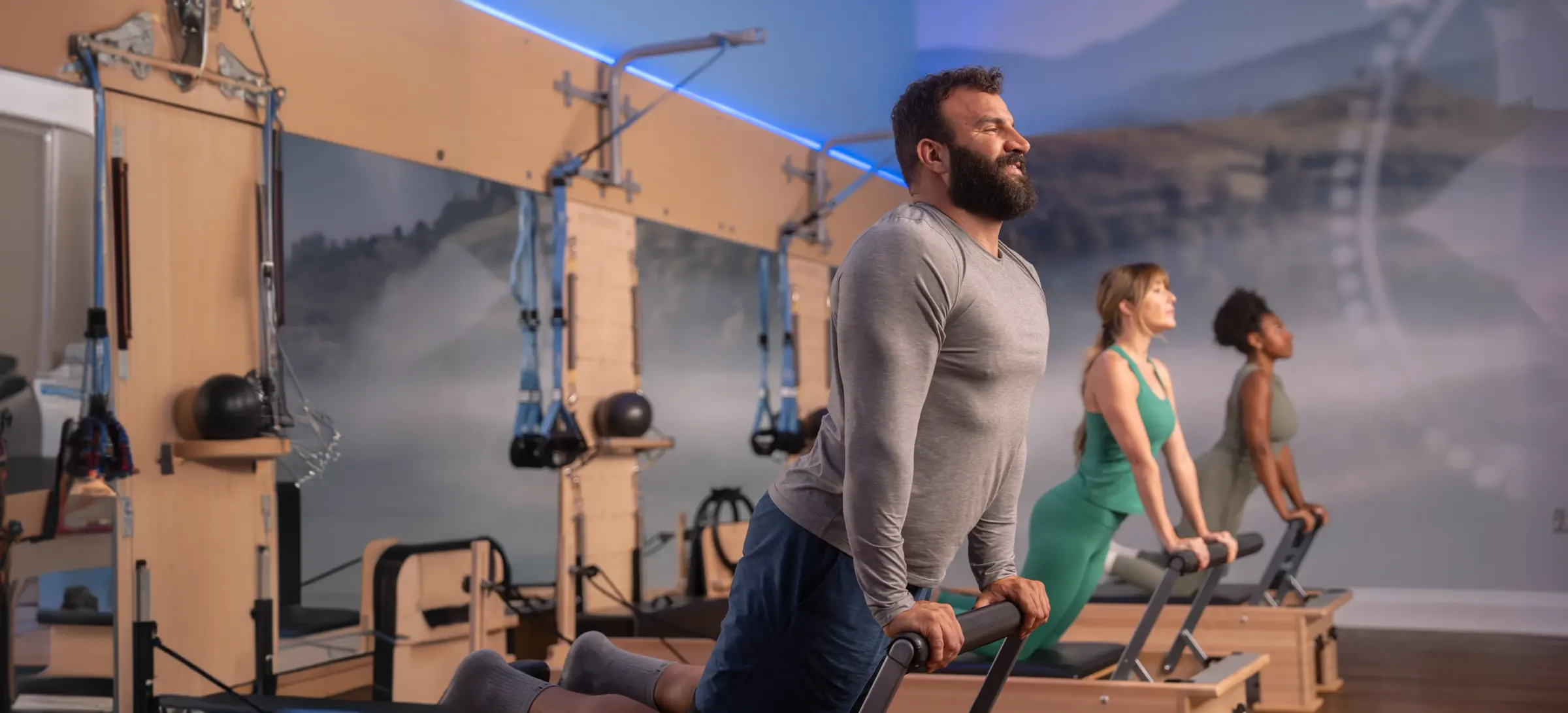Member on a Reformer during class